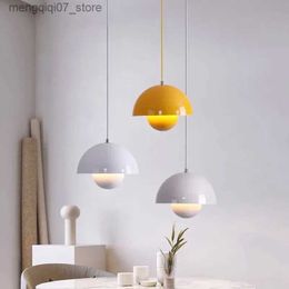 Lamps Shades Nordic Semicircular Pendant Light Modern Color Restaurant Hanging Ceiling Lamp Denmark Indoor Living Room Bar Led Pendant Lamp L240311