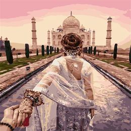 Mosaic home decoration landscape Taj Mahal diy diamond painting cross stitch kit rhinestone full round diamond embroidery yx4307242D