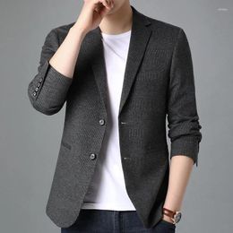 Men's Suits 2024 Summer And Autumn Casual Mens Long Sleeve Cotton Blazer Fashion Black Blue Suit For Men Clothing