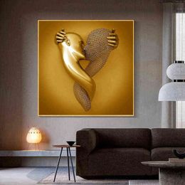 Love Heart 3D Wall Art Abstract Metal Figure Sculpture Canvas Painting Hanging Canvas Core for Home Office Decor Wall Stickers H11289T