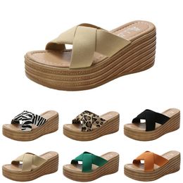 Slippers Heels High Women Fashion Sandals Shoes Summer Platform Sneakers Triple White Black Brown Green Color2 85