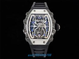 2024 New Mens Watch RM21-01 Tourbillon movement carbon fiber case 214 material to create the base natural rubber strap sapphire mirror watches