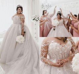 Plus Size 2020 Wedding Dresses Bridal Gowns Lace Appliqued Tulle Court Train Garden Beach Wedding Dress vestido de novia8905622
