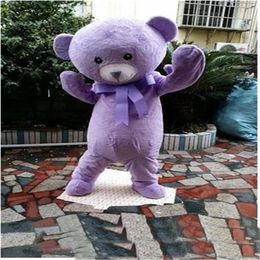 2018 Factory sale hot cakes teddy bear mascot animal costume purple lavender mascot bear clothing adult cartoon mascot for Halloween 192w