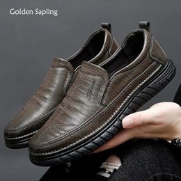 Golden Sapling Fashion Mens Loafers Leather Flats Classics Driving Shoes Platform Footwear Men Casual Formal Business Shoes 240304