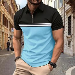 Summer mens short-sleeved cotton casual mens T-shirt V-neck shirt Mens breathable Polo shirt S-3XL 240309