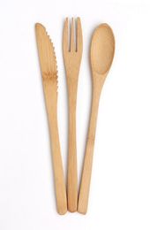 3pcsset Bamboo Tableware Set 16cm Natural Bamboo Cutlery Dinnerware Knife Fork Spoon Outdoor Camping Dinnerware Set Kitchen HHA106648514