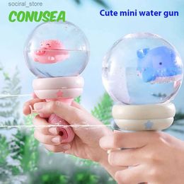 Gun Toys Water Gun Led Cute Mini Guns Childrens Cartoon Spray Pistols Machine Baby Bath Toys for Kids Outdoor Swimming Pool Party Toy L240311