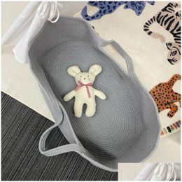 Baby Cribs Babynest 70X40X25Cm Slee Cartoon Bear Portable Basket Cotton Rope Bed 230915 Drop Delivery Kids Maternity Nursery Bedding Otpvu