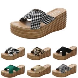 slippers women sandals high heels fashion shoes GAI summer platform sneakers triple white black brown green color39