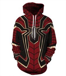 Men Women Unisex Cosplay Costume Hoodies Pullover Sweatshirt 3d Avengers Infinity War Iron Spider Halloween Sweater Spiderman Supe2066037