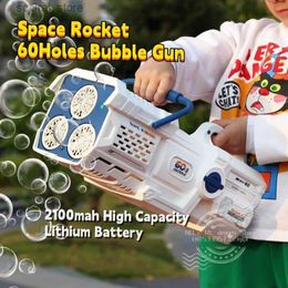 Gun Toys Fully Automatic Electronic Bubble Gun 60 Holes Handheld Electric Wedding Soap Water Machine Kids Boys Toys for Childrens Gifts L240311