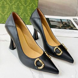 Sandals new fashion sandals luxury designer shoes genuine leather letter pointed shoes women's sexy high heels rubber banquet dress shoes metal letter slippers