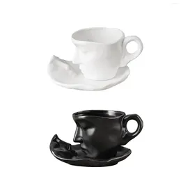 Mugs Love Kissing 9oz Novelty Ceramic Latte Mug And Saucer Set Coffee For Romantic Wedding Kitchen Home Girlfriend