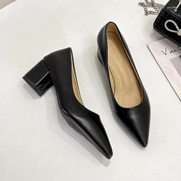 Dress Shoes Fashion Small Fresh Thick Heel High Heels Mid Cozy Career Work Patent Leather Casual Pumps Pink Party Wedding