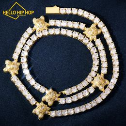 Hello hip Hop 4mm Tennis Chain With Animal Necklace Men Women Iced Out Cubic Zirconia Fashion Punk Jewellery For Gift