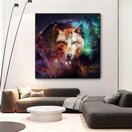 Modern Minimalism Style Cool Wolf Animal Oil Canvas Painting Posters And Prints Wall Pictures For Living Room Decor Unframed271S
