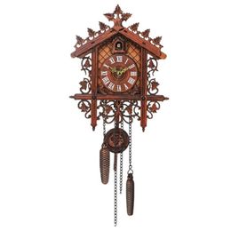 Wall Clocks ALIM Vintage Wood Cuckoo Clock Hanging Handcraft For Home Restaurant Decoration Art Swing Living Room248I