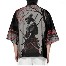 Ethnic Clothing Traditional Streetwear Cardigan Robe Women Men Haori Top Yukata 2024 Japanese Samurai Print Kimono