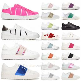shoes valentine's day classic brand dress shoe mens womens top quality loafers spikes sneakers black and white pink red green gold sliver metallic luxury shoes