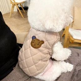 Dog Apparel Cute Clothes Cartoon Bear Sticker Pet Dogs Coats Cotton Warm Winter Vest For Puppy Small Medium Girls Chihuahua Perro