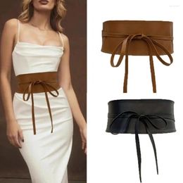 Belts Faux Leather Belt Women Dress Retro Lace-up Waist For Wide Adjustable Girdle With Firm Stitching