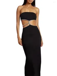 Casual Dresses Women S Tube Hollow Out Maxi Dress Backless Sleeveless Split Wrap Hip Slim-Fit Cutout Bodycon Long