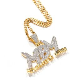 Iced Out Zircon Letter Motivated By Money Pendant Necklace Two Tone Plated Micro Paved Lab Diamond Bling Hip Hop Jewellery Gift268G