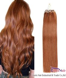 30 Medium Auburn Loop Micro Link Human Hair Straight Brazilian Remy Silicone Micro Ring Beads Natural Hair Extensions 05gs 100 3882570