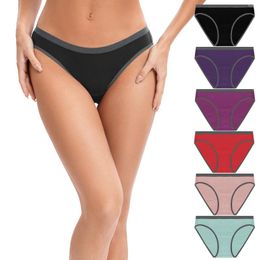 Women's Panties POKARLA 6PCS Women High Cut Bikini Breathable & Healthy Cotton Underwear Ladies No Ride Up Underpants Large Size