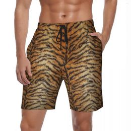 Men's Shorts Tiger Print Board Summer Fur Animal Stripes Running Short Pants Men Fast Dry Retro Graphic Plus Size Swim Trunks