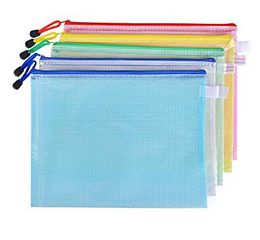 File Bag Waterproof Plastic Zipper Stationery Pencil Storage Bags Student School Office Supplies A4 Size8715833