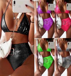 3 Color New Bikini Sexy Bikini Explosion Model Crocodile Skin Fabric Swimsuit Lady Split Swimwear 20807960944