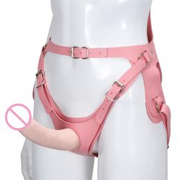 Pink Pu Leather Bdsm Bondage Strap On Dildo Adjustable Strapon Panties Strapless Strapon Harness Lesbian Sex Toy For Women MX200427927284