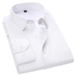 4XL 5XL 6XL 7XL 8XL Large Size Mens Business Casual Long Sleeved Shirt White Blue Black Smart Male Social Dress Shirts For Plus 240307