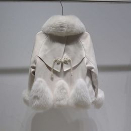 Chinese New 2023 Winter Wind Button Full Skin Fox Fur Grass Women's White Goose Down Inner Tank Coat 7751