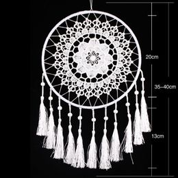 Room Crafts White Dream Catcher Handmade Hanging wall Ornament home Decoration Craft Big Circle Dreamcatcher3394