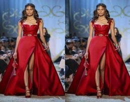 2020 New Red Formal Evening Gowns Spaghetti A Line Side Split Party Prom Dress Special Occasion Custom Made 8184233121