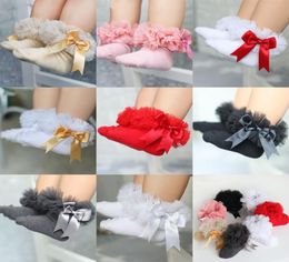 06T Kids Girls bow ruffle Socks Baby Tutu Yarn Lace Bow Socks Infants Children Princess Dancing socks C61162961594