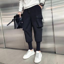 Men's Pants Men Cargo Trousers Loose Fit Comfortable With Multiple Pockets Elastic Waistband For Casual