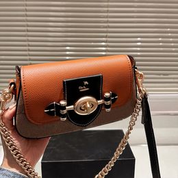 High quality fashion designer handbag Colour blocking classic logo detachable shoulder strap buckle calf leather handbag luxury womens underarm bags