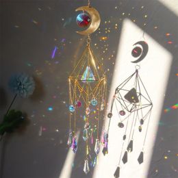 Decorations Crystal Wind Chime Hexagon Diamond Prism Hanging Rainbow Chaser Lighting Window Curtains Pendant Home Garden Decor Dream Catcher