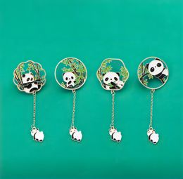 Chinese style national treasure panda hollow brooch cute cartoon metal badge