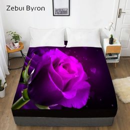 3D Custom Bed Sheet With Elastic Fitted Sheet Queen King Rose Flower Mattress Cover 200 150 160 180x200 bedsheet drop ship 201113291r