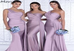 Bridesmaid Dresses Sweetheart One Shoulder Spandex Satin Mermaid Bridesmaid Dresses With Zipper Wedding Party Bridemaid Gowns4520640