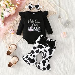 Clothing Sets CitgeeAutumn Infant Baby Girls Birthday Outfits Letter Print Long Sleeve Rompers Flare Pants Headband Fall Clothes Set