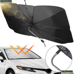 Car Sunshade Upgraded Temporary Window Sun Blocker Front Car Windshield Shade Umbrella Most Vehicles With 360°Rotation Bendable Handle Dhc4V