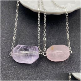 Pendant Necklaces Natural Crystal Stone Sier Plated Chain For Women Girl Party Club Decor Birthday Jewellery Drop Delivery Pendants Dhken