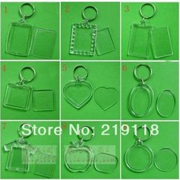 50 pcs lot Blank Acrylic Keychains Insert Po plastic Keyrings Square Key Rectangle heart circular302U