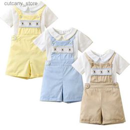 T-shirts Spanish Baby Boy Clothes Children Shirt And Suspenders Pants Two Piece Outfits Kids Summer Top Shorts Jumpsuit Clothing Sets L240312